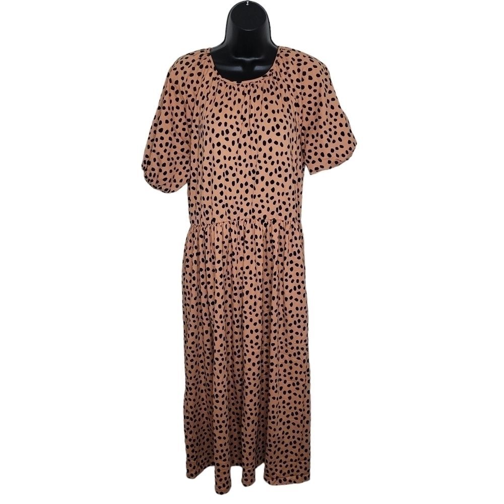 ASOS DESIGN Nwot gathered neck midi dress in leopard print size 4
